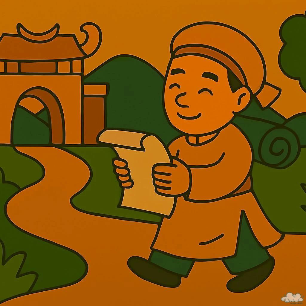 Minh họa trạng nguyên Mạc Đĩnh Chi đối đáp trước sứ thần Trung Quốc