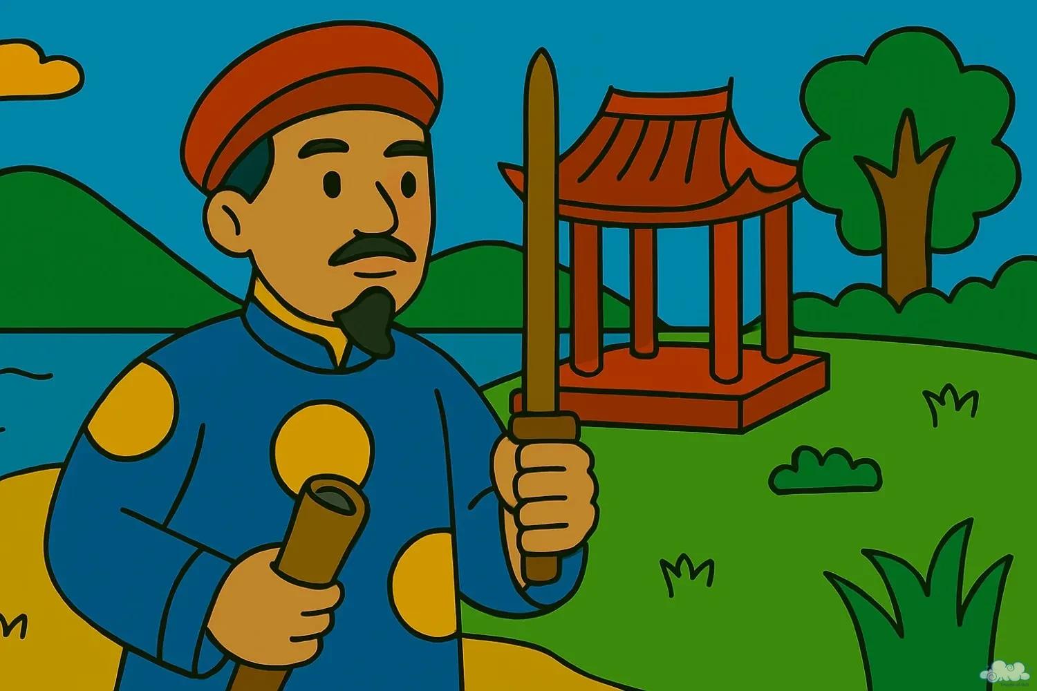 Minh họa quan Nguyễn Khoa Đăng xử án công minh trong truyện cổ tích Việt Nam