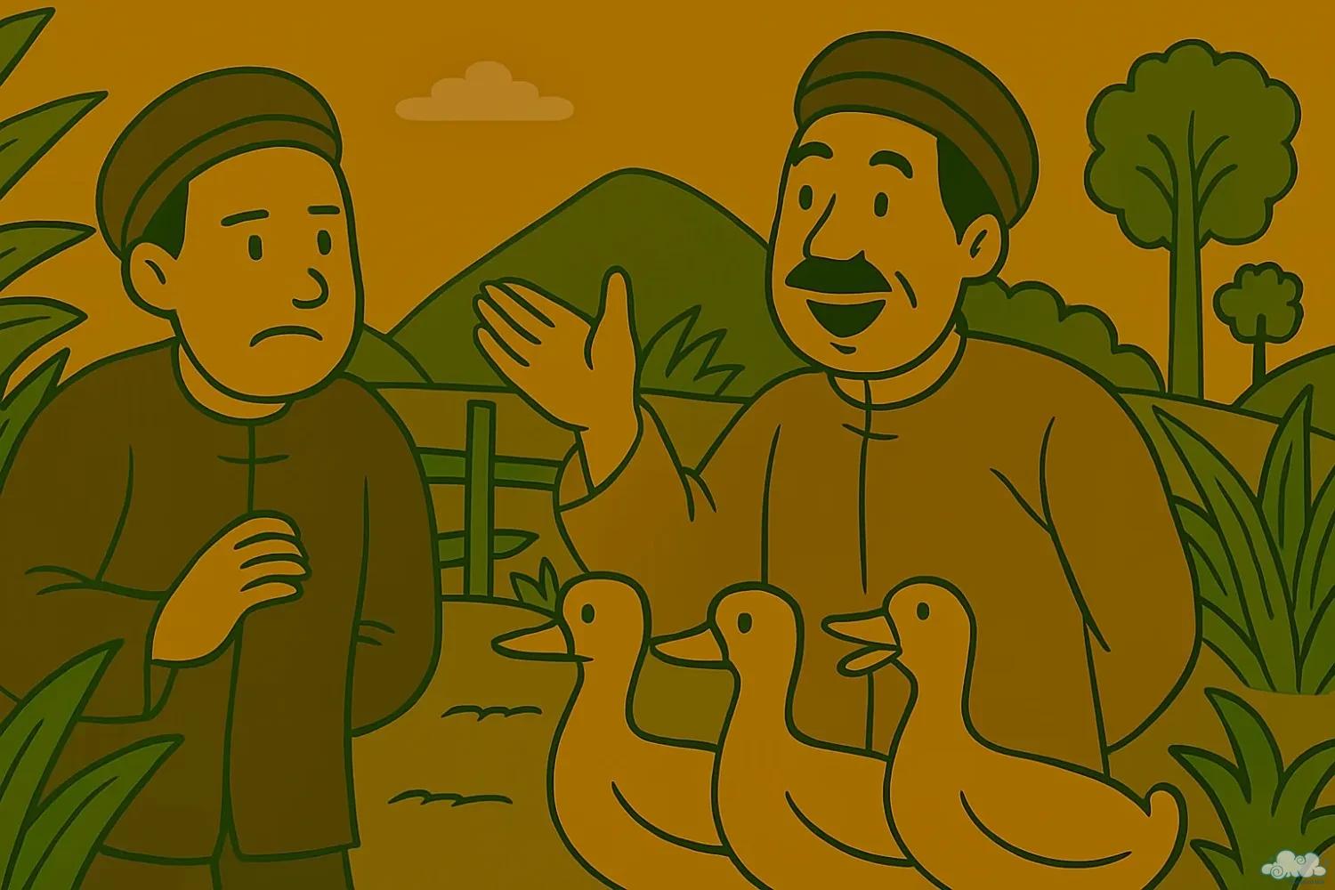 Minh họa truyện Thừa Một Con Thì Có – thầy trò đếm bò dẫn đến nhầm lẫn hài hước