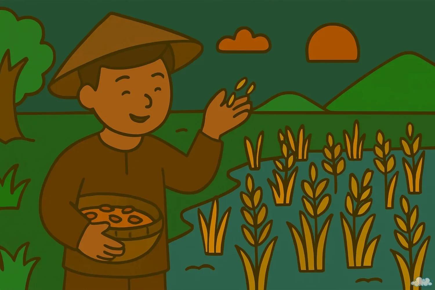 Chuyện kể Những hạt thóc giống Hoàng tử dâng lên nhà vua hạt thóc không nảy mầm – Minh họa truyện cổ tích thế giới Chuyện Kể Những Hạt Thóc Giống