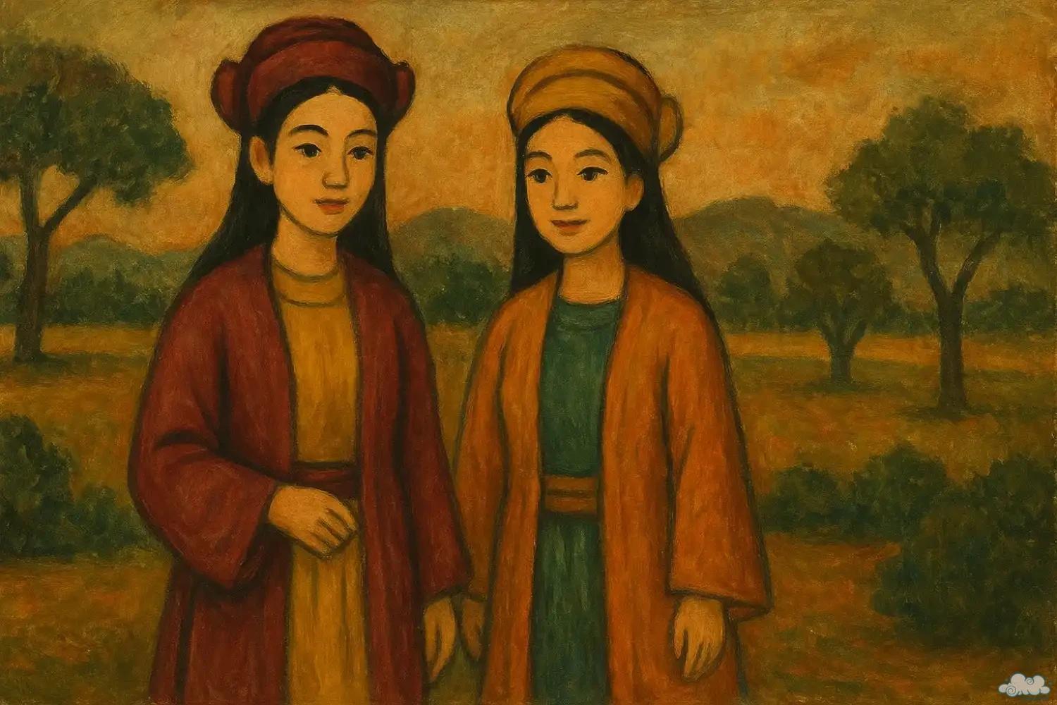 Hai nàng công chúa nhà Trần Minh họa truyện Hai Nàng Công Chúa Nhà Trần – biểu tượng của lòng trung hiếu và tinh thần yêu nước