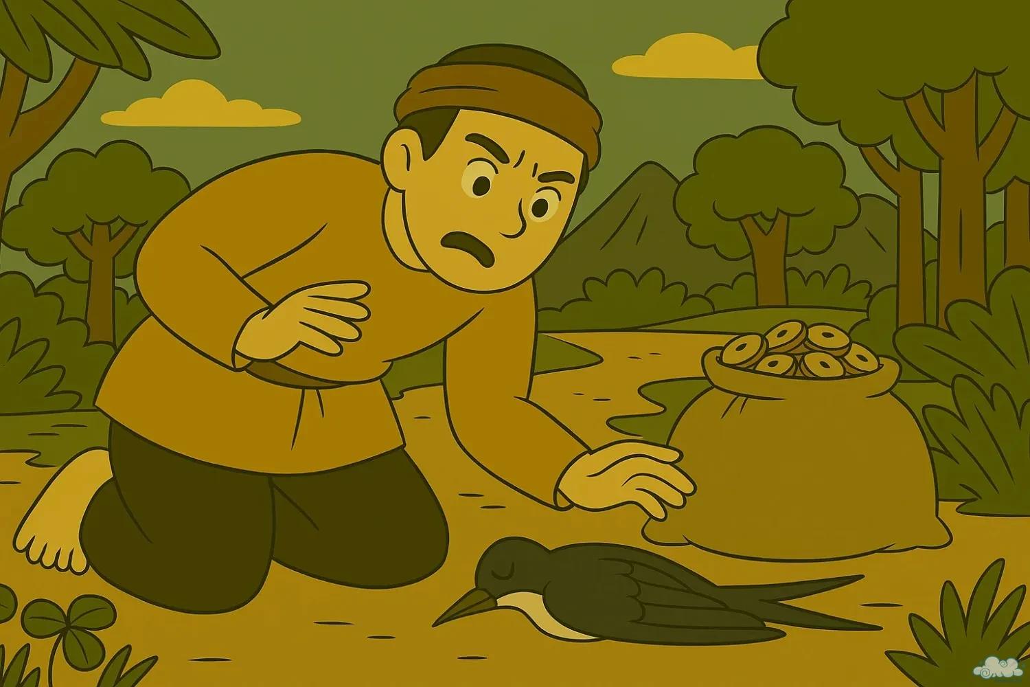 Người tiêu hoang và con chim Én Hình minh họa truyện ngụ ngôn Người Tiêu Hoang và Con Chim Én – bài học về sự nông nổi và vội vàng